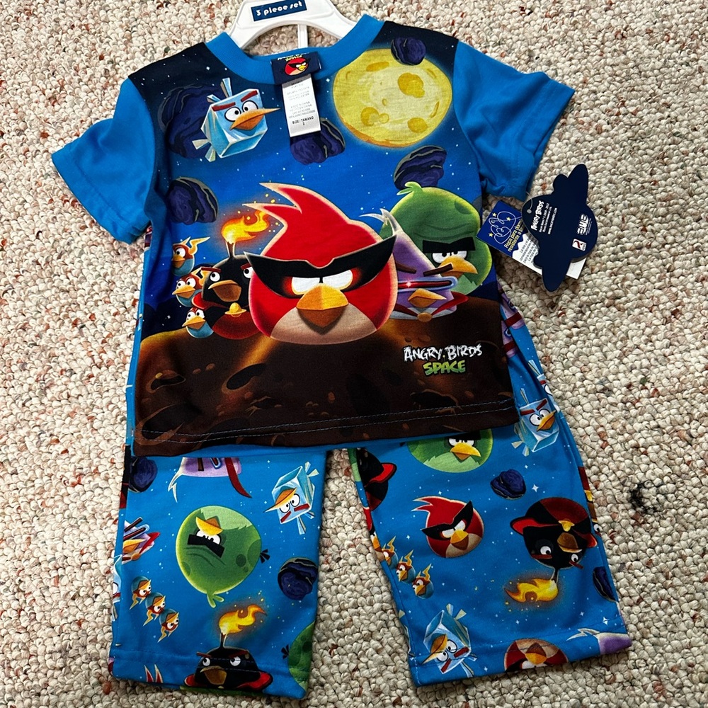little Boys Angry Bird Pajama 3piece set polyester